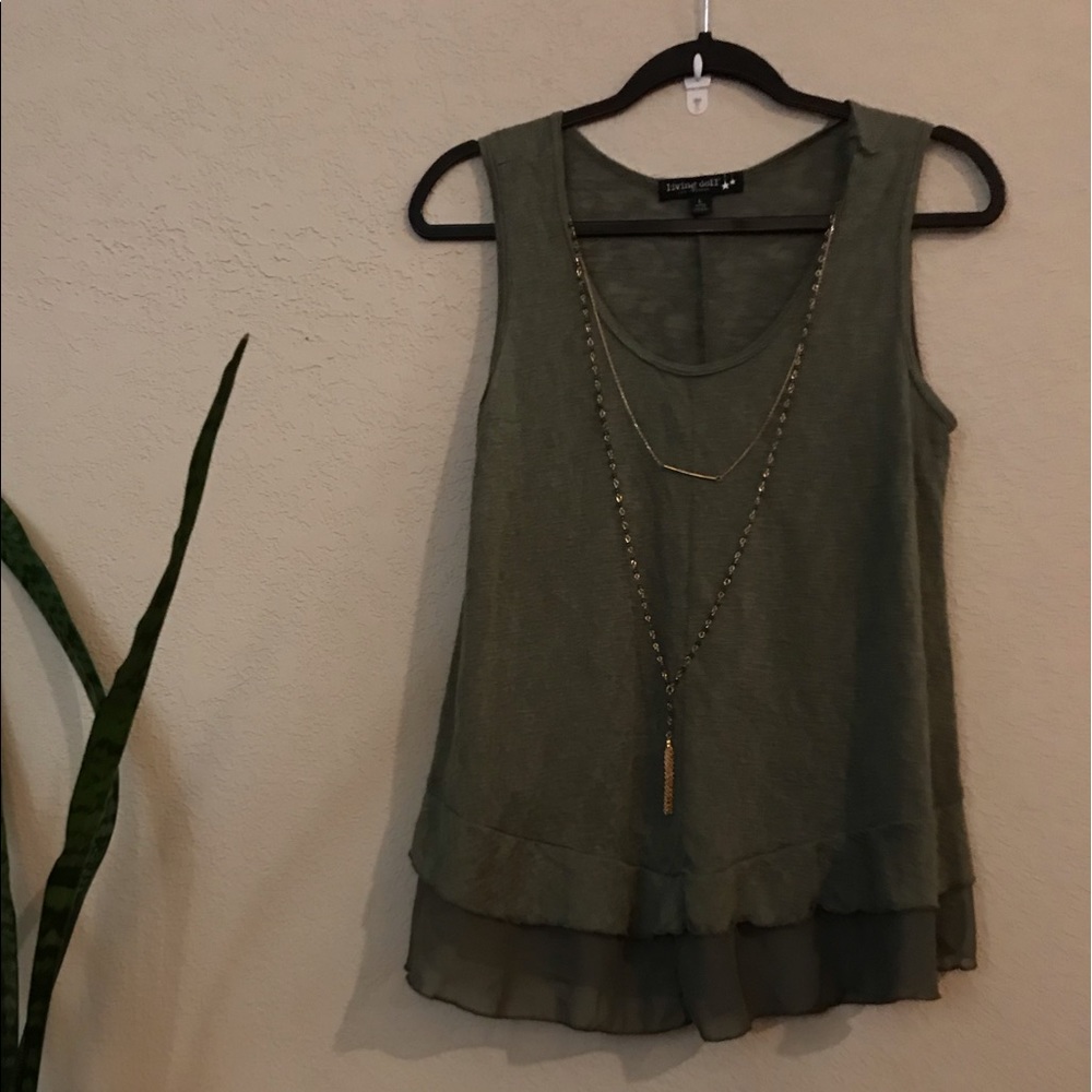 Living Doll tank top with necklace detail